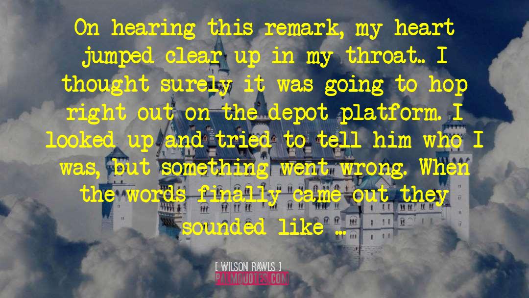 Wilson Rawls Quotes: On hearing this remark, my