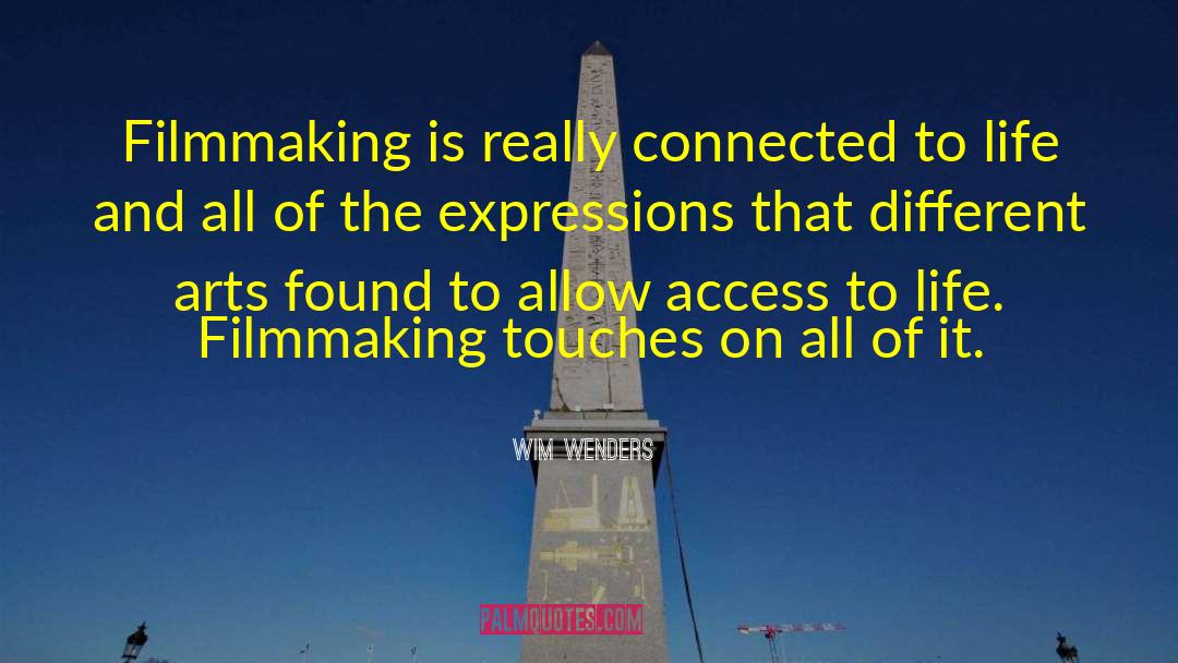 Wim Wenders Quotes: Filmmaking is really connected to