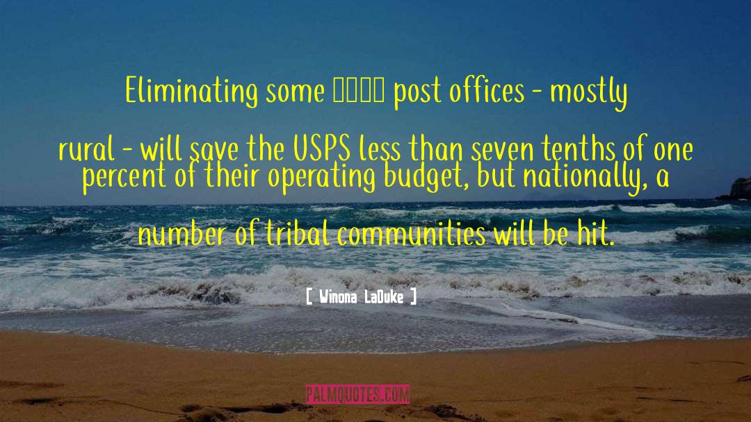 Winona LaDuke Quotes: Eliminating some 3600 post offices