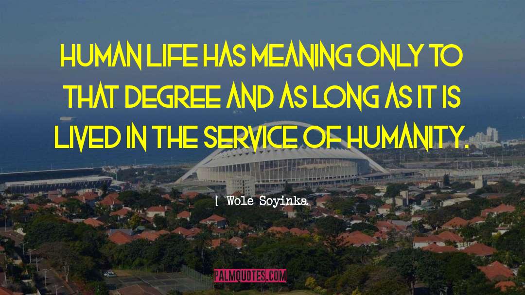 Wole Soyinka Quotes: Human life has meaning only