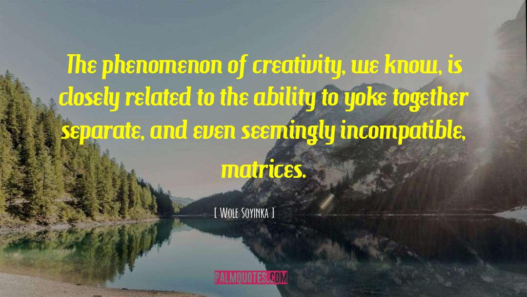 Wole Soyinka Quotes: The phenomenon of creativity, we