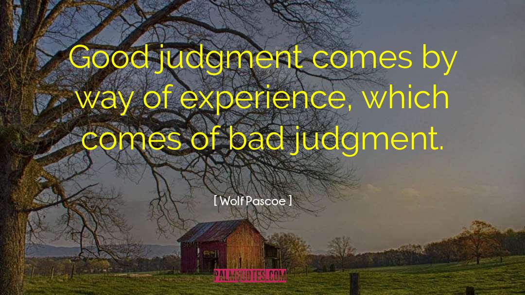 Wolf Pascoe Quotes: Good judgment comes by way