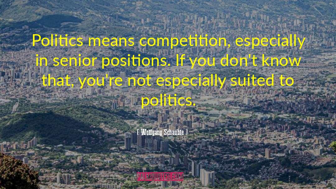 Wolfgang Schauble Quotes: Politics means competition, especially in