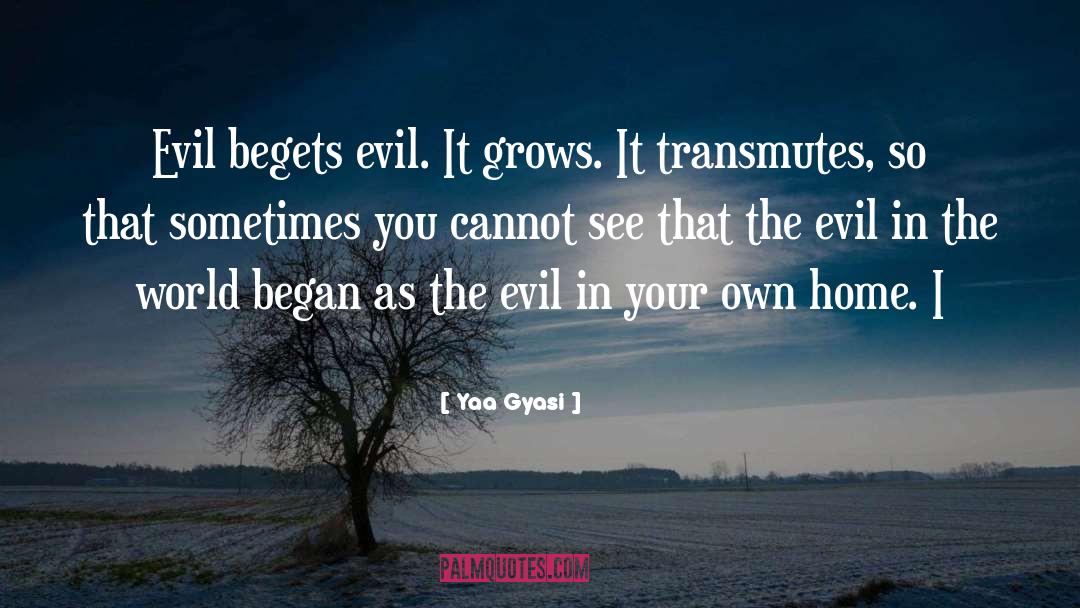 Yaa Gyasi Quotes: Evil begets evil. It grows.