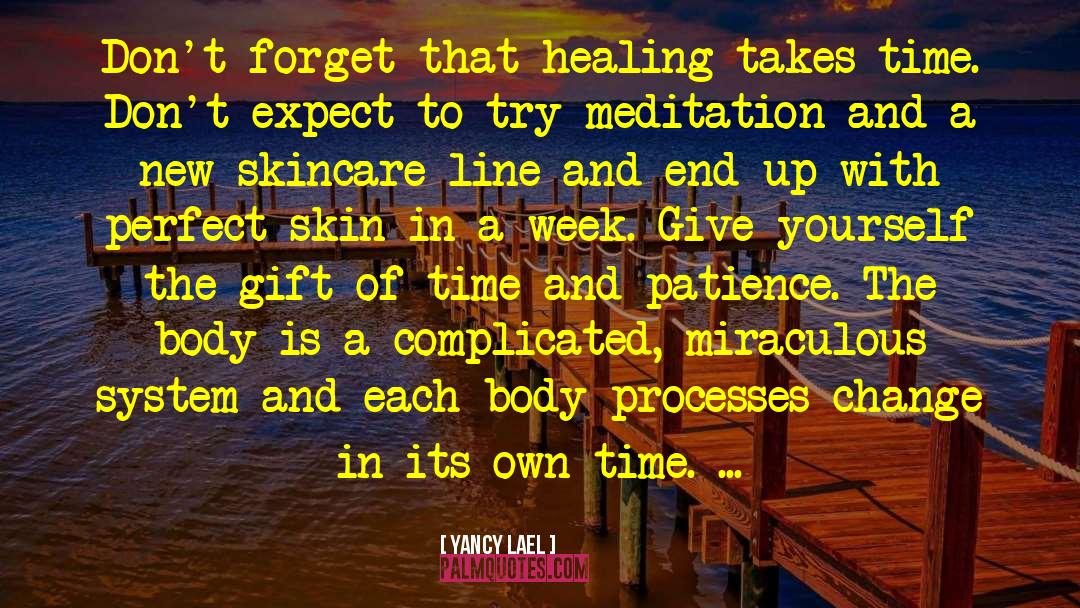 Yancy Lael Quotes: Don't forget that healing takes