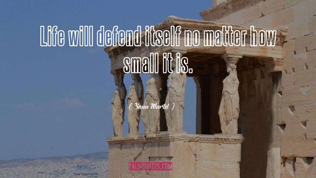 Yann Martel Quotes: Life will defend itself no