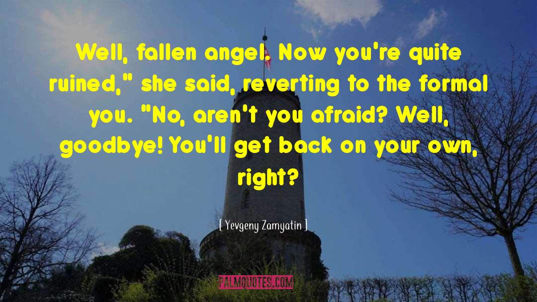 Yevgeny Zamyatin Quotes: Well, fallen angel. Now you're