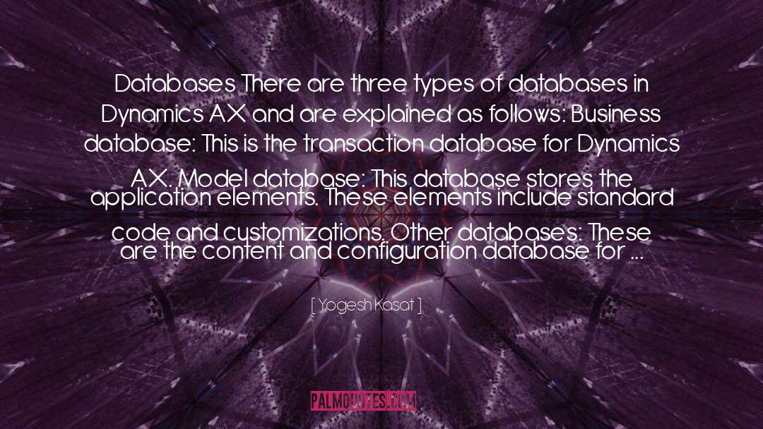 Yogesh Kasat Quotes: Databases There are three types