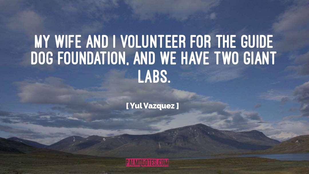 Yul Vazquez Quotes: My wife and I volunteer