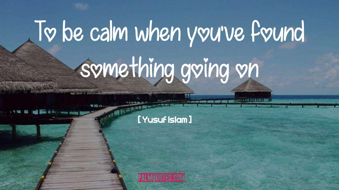 Yusuf Islam Quotes: To be calm when you've