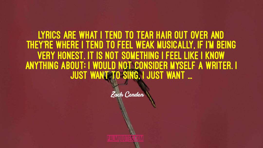 Zach Condon Quotes: Lyrics are what I tend