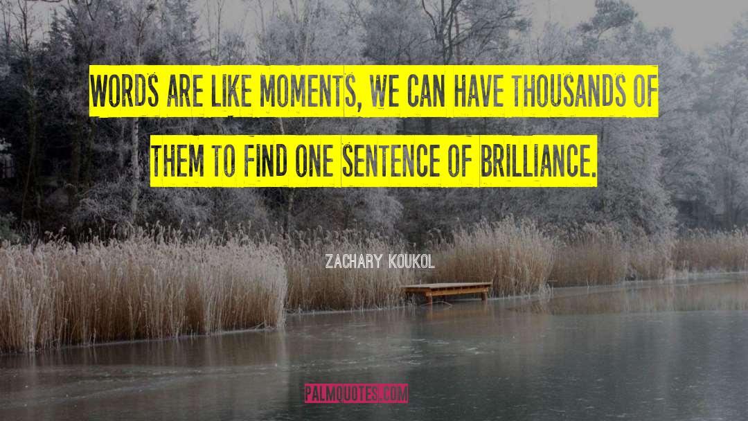 Zachary Koukol Quotes: Words are like moments, we