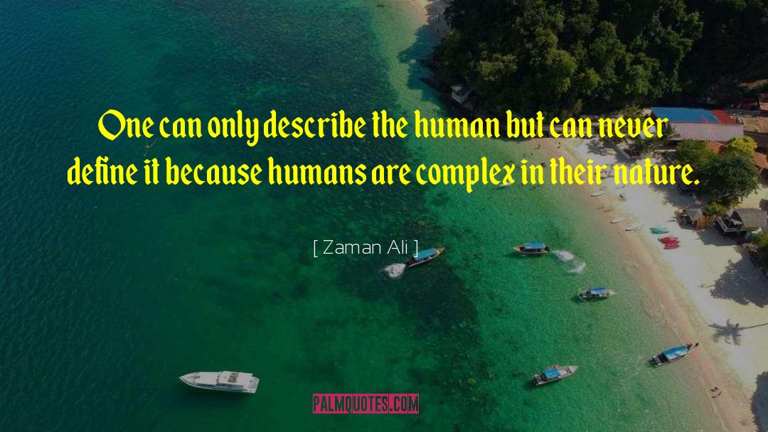 Zaman Ali Quotes: One can only describe the