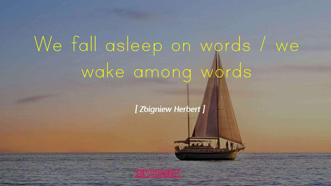 Zbigniew Herbert Quotes: We fall asleep on words