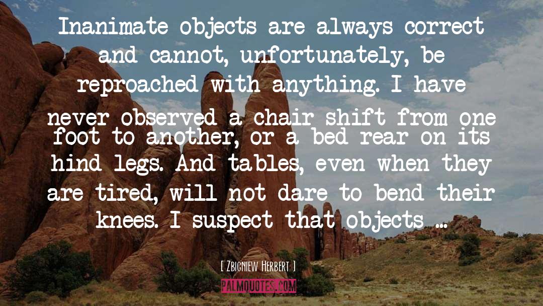 Zbigniew Herbert Quotes: Inanimate objects are always correct