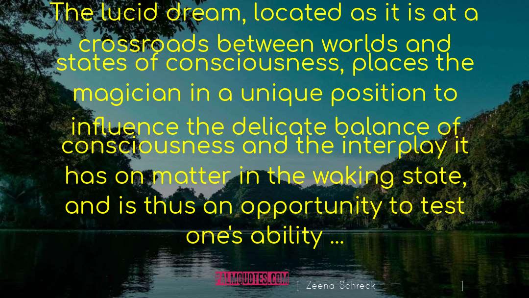 Zeena Schreck Quotes: The lucid dream, located as