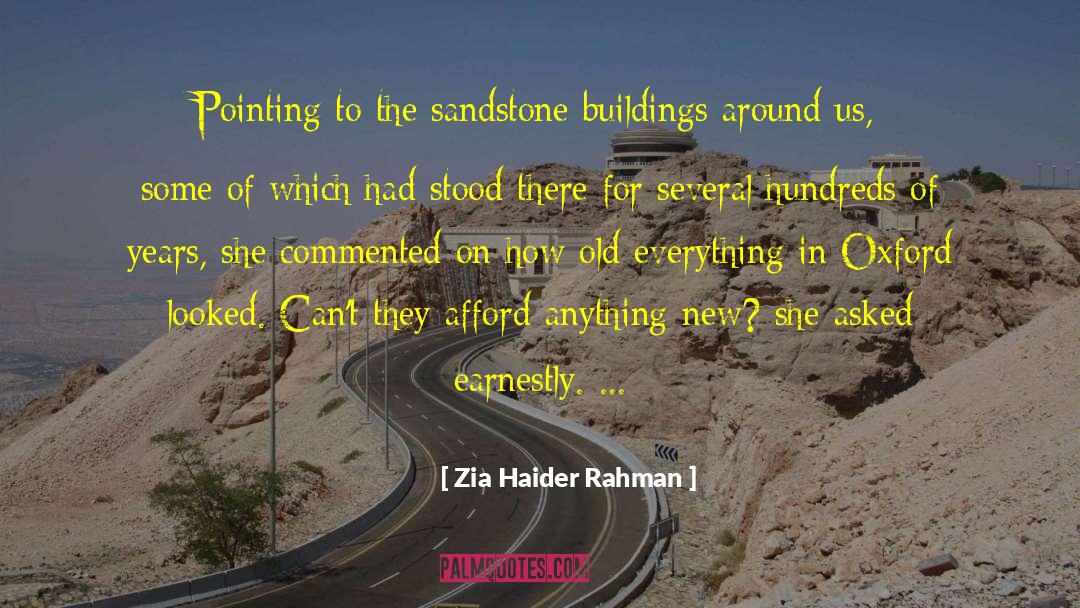 Zia Haider Rahman Quotes: Pointing to the sandstone buildings