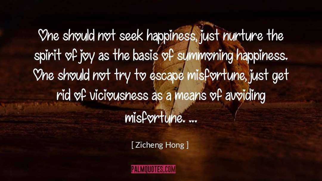 Zicheng Hong Quotes: One should not seek happiness,