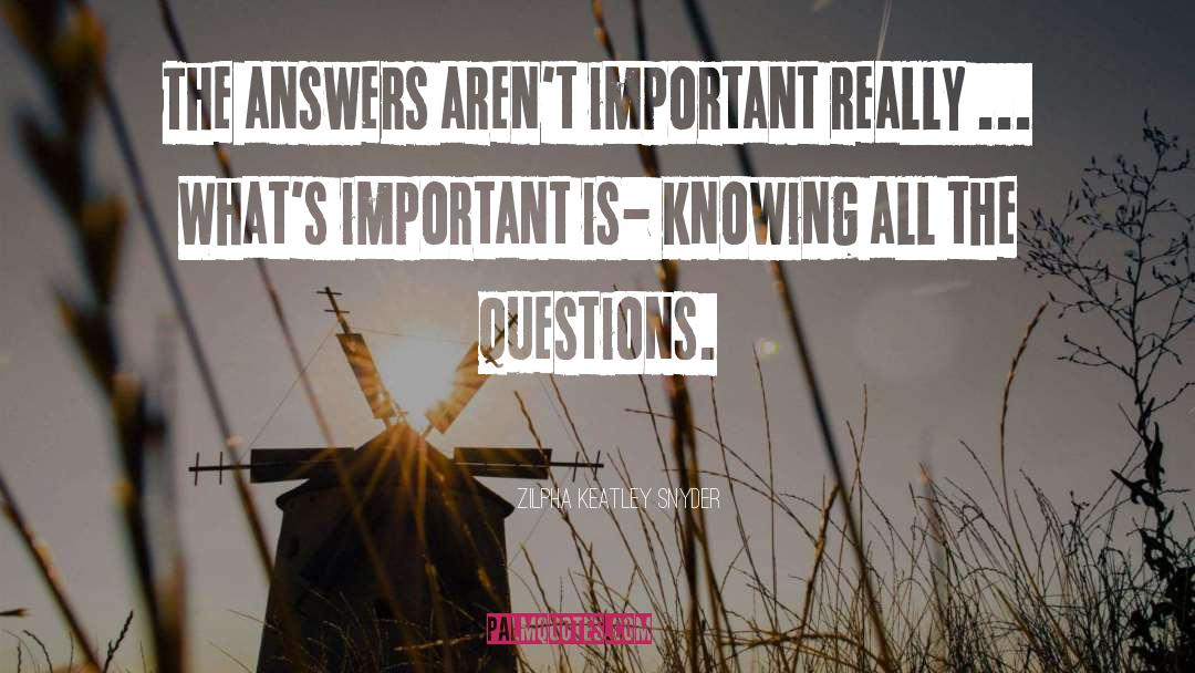 Zilpha Keatley Snyder Quotes: The answers aren't important really