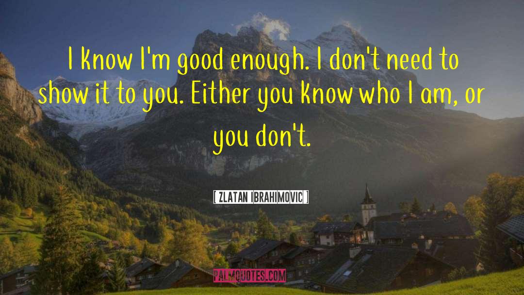 Zlatan Ibrahimovic Quotes: I know I'm good enough.