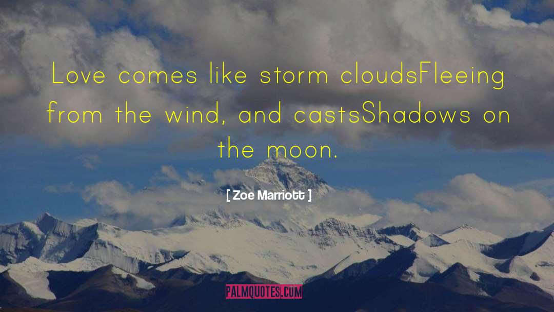 Zoe Marriott Quotes: Love comes like storm clouds<br>Fleeing