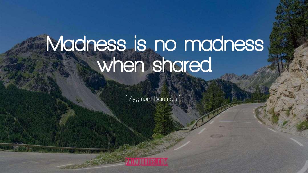 Zygmunt Bauman Quotes: Madness is no madness when