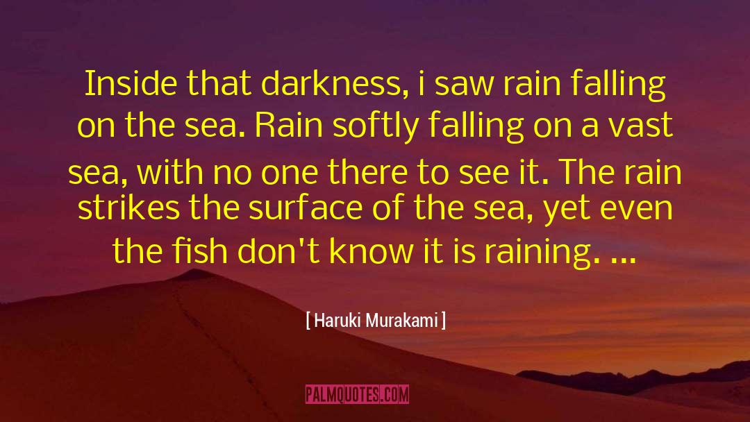 A Girl Sitting Alone In Rain With quotes by Haruki Murakami