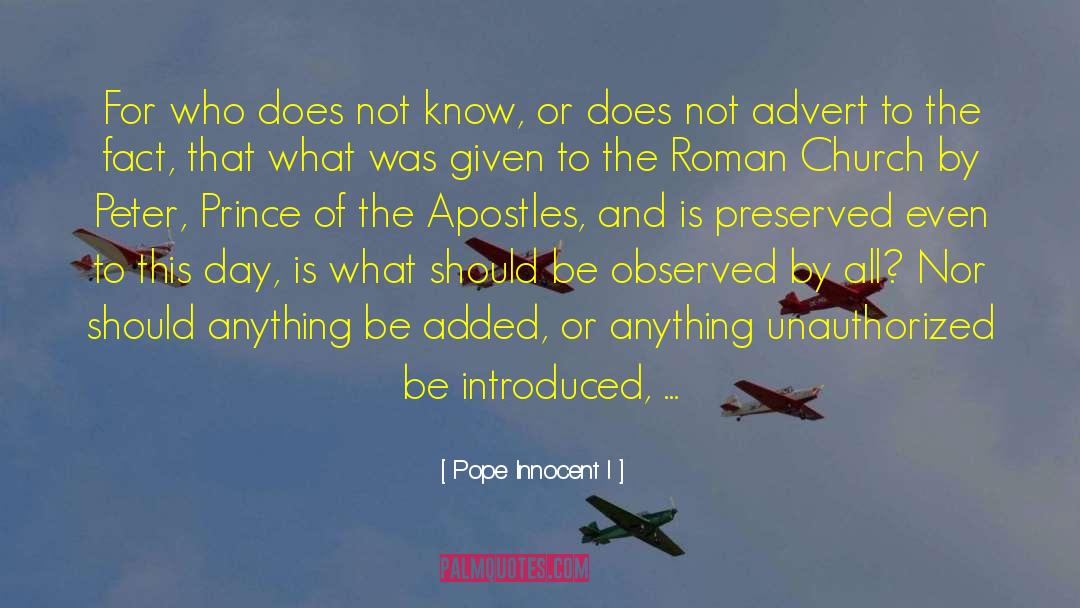 Advert quotes by Pope Innocent I