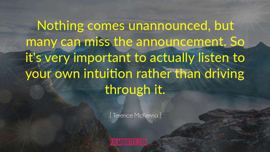 Announcement quotes by Terence McKenna