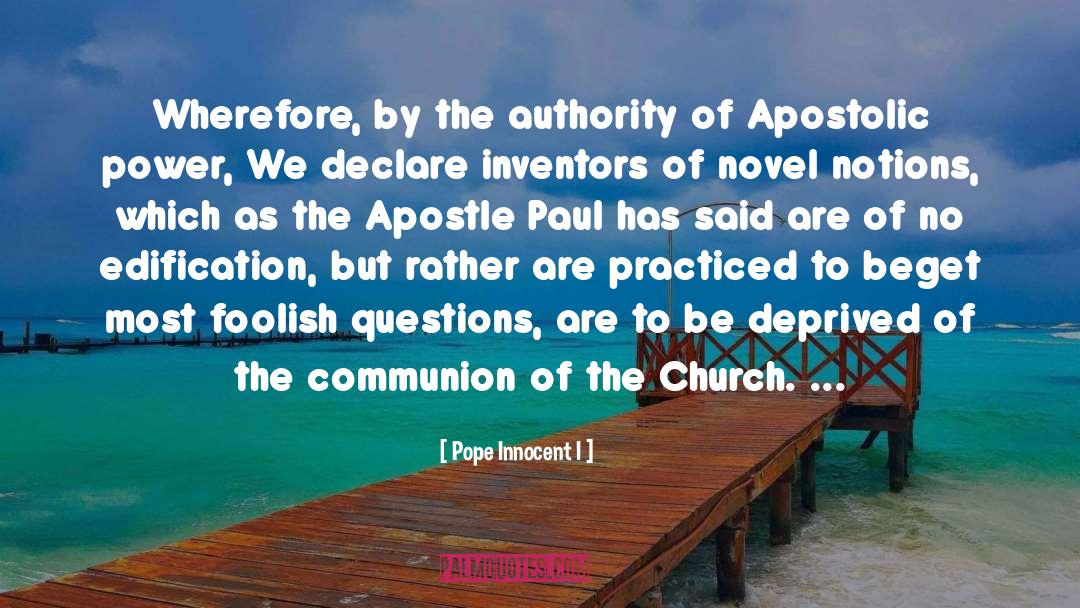 Apostle Paul quotes by Pope Innocent I