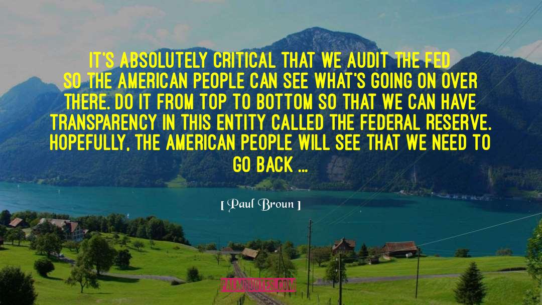 Audit quotes by Paul Broun