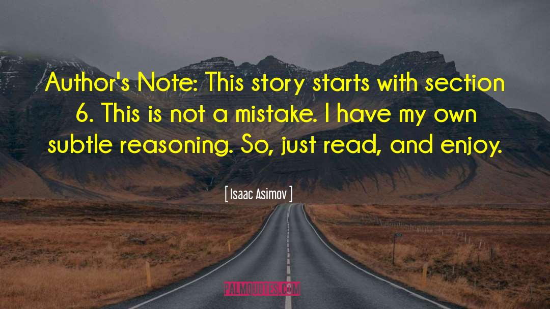 Authors Note quotes by Isaac Asimov