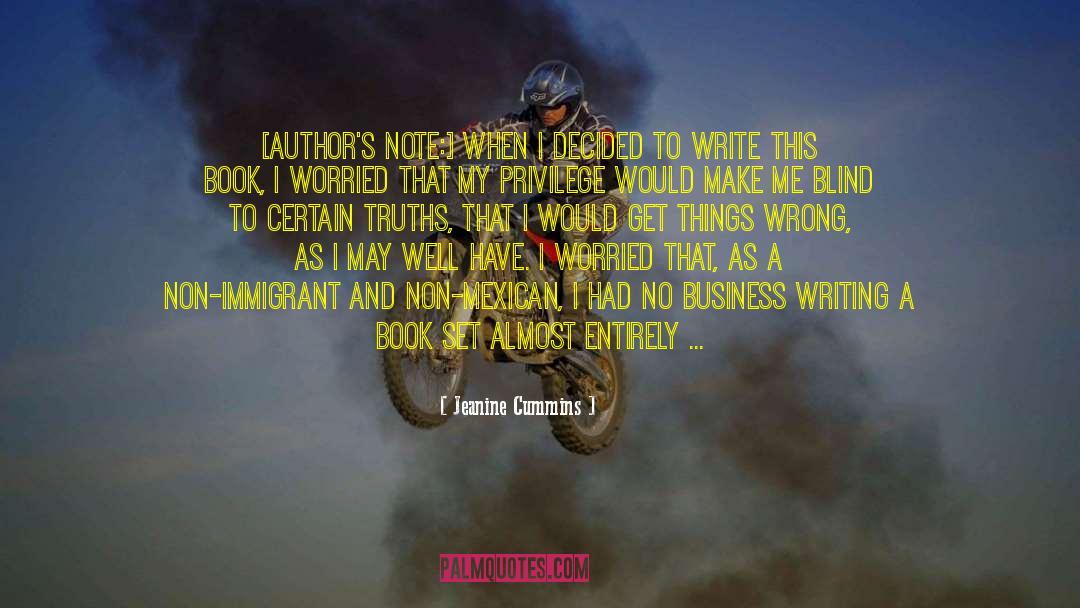 Authors Note quotes by Jeanine Cummins