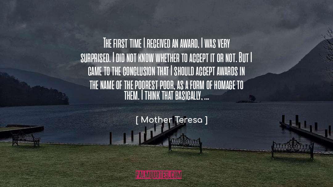 Award quotes by Mother Teresa