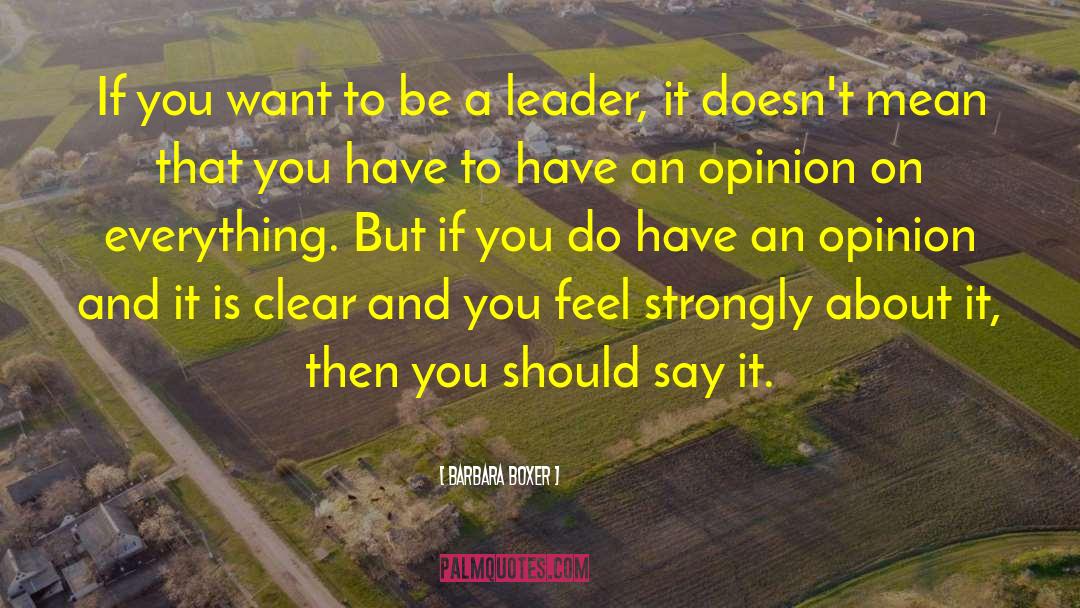 Be A Leader quotes by Barbara Boxer