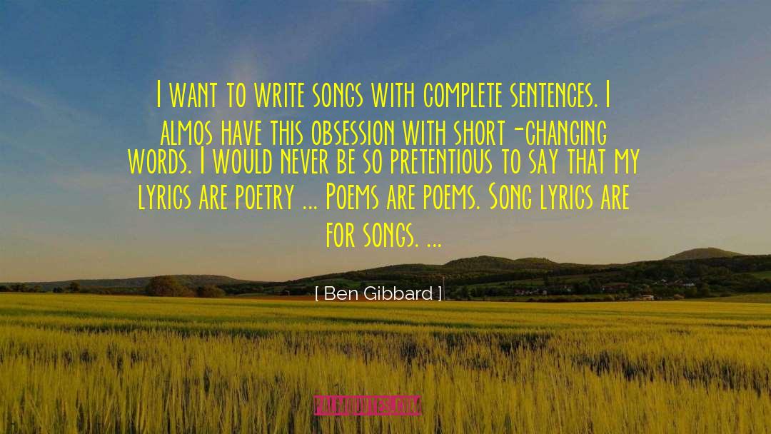 Bollywoods Songs quotes by Ben Gibbard