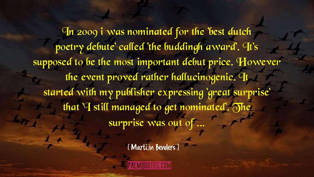 Buddingh Award quotes by Martijn Benders