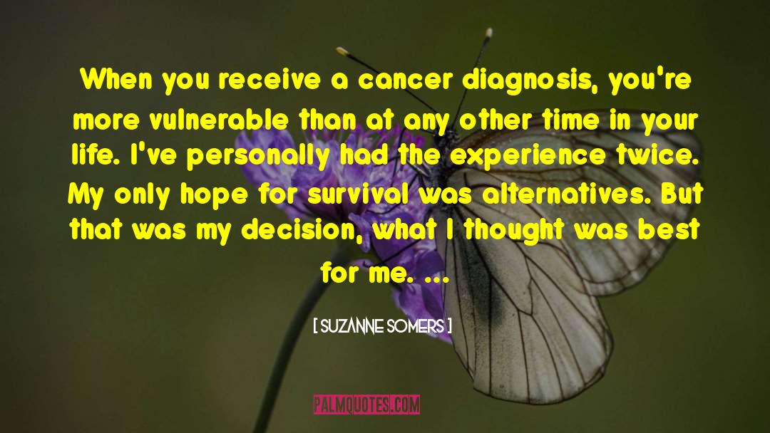 Cancer Diagnosis quotes by Suzanne Somers