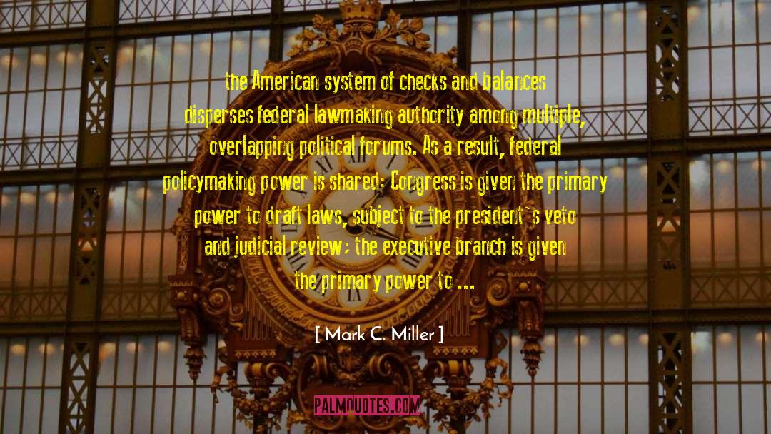 Checks And Balances quotes by Mark C. Miller