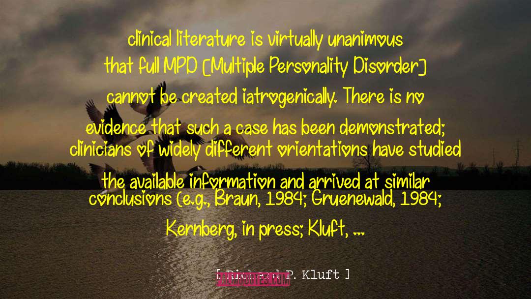 Clinical Literature quotes by Richard P. Kluft
