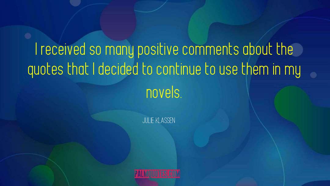 Comments quotes by Julie Klassen