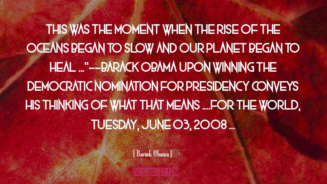 Conveys quotes by Barack Obama