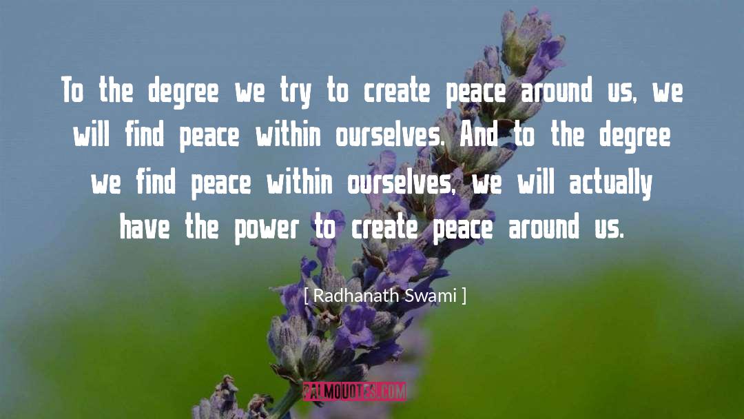 Create Peace quotes by Radhanath Swami