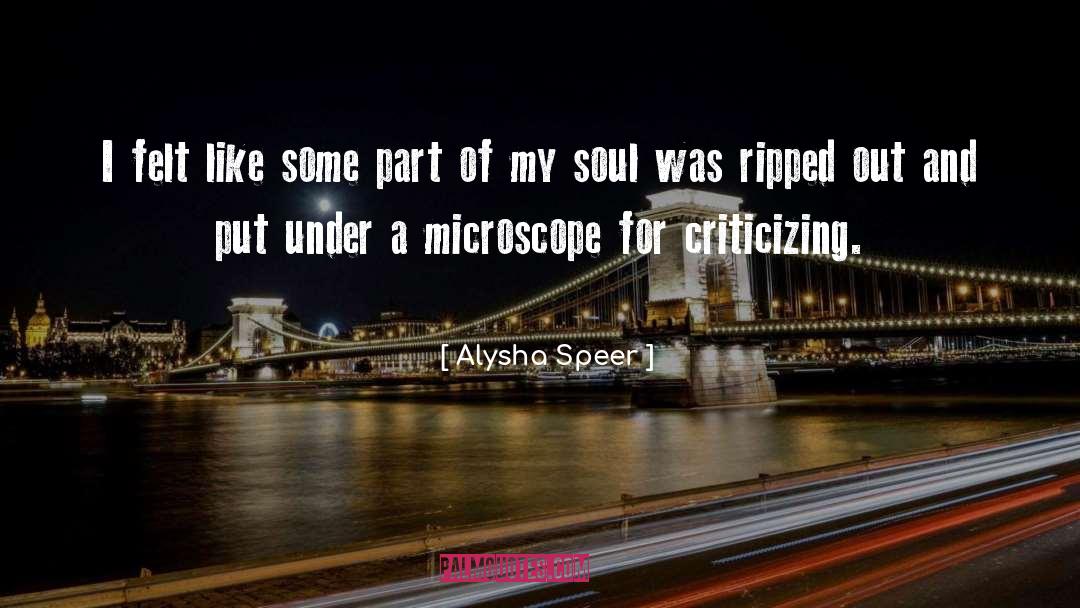 Criticizing quotes by Alysha Speer