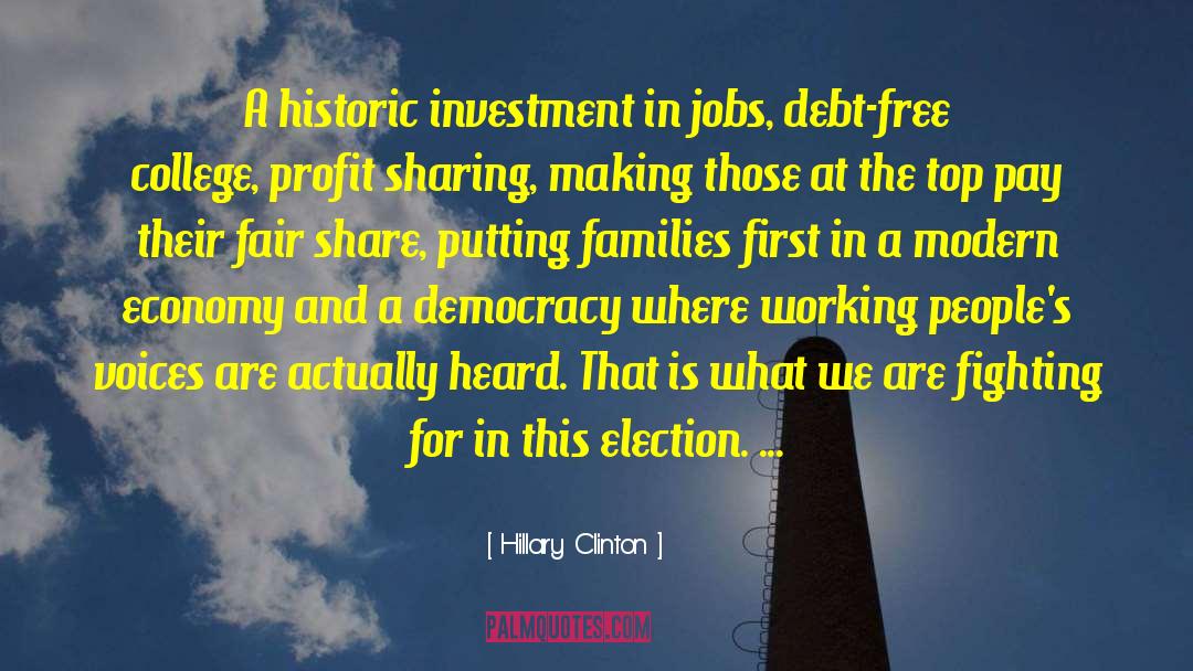 Debt Free quotes by Hillary Clinton