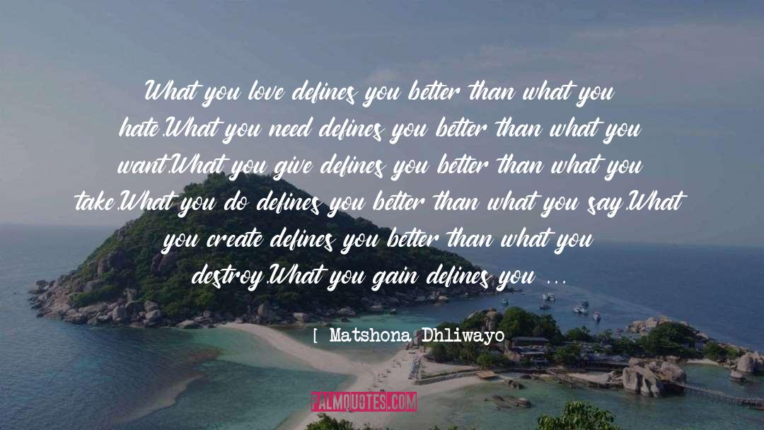 Defines quotes by Matshona Dhliwayo