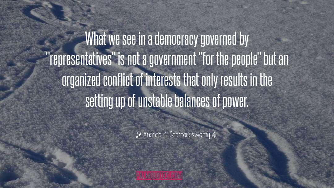 Democracy Criticism quotes by Ananda K. Coomaraswamy