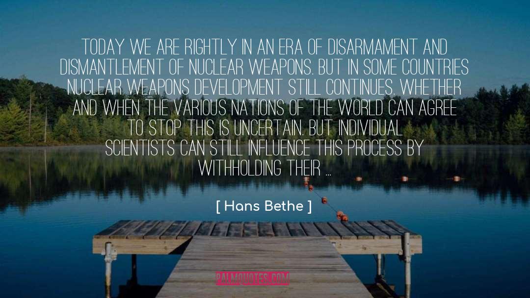 Disarmament quotes by Hans Bethe