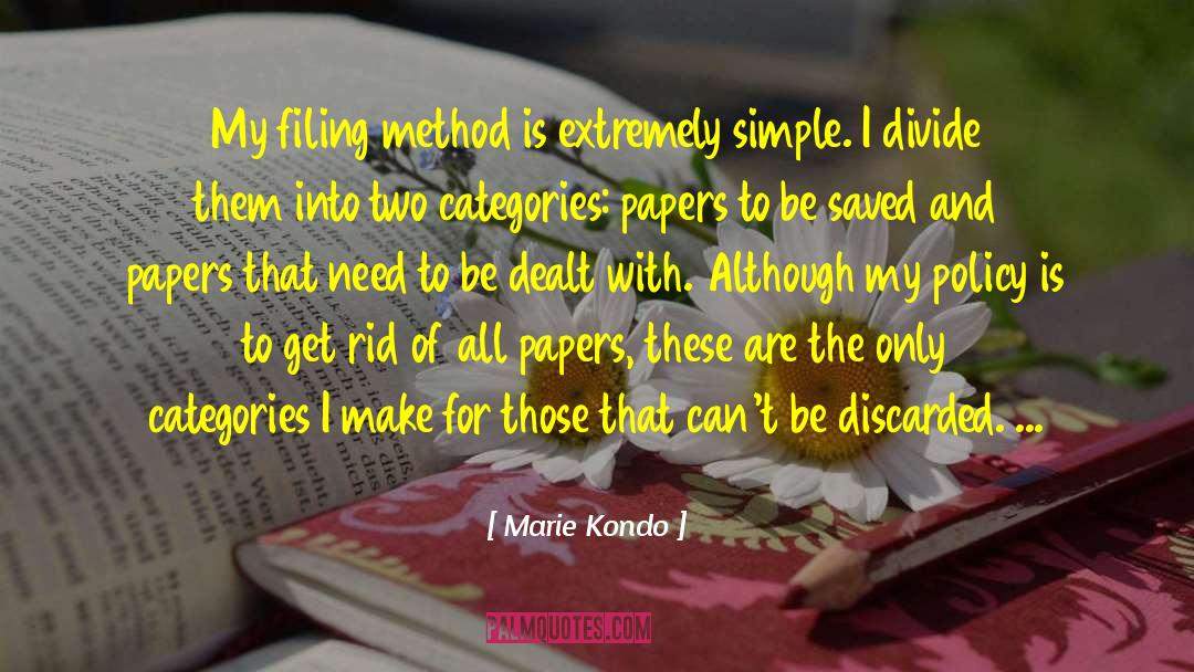 Discarded quotes by Marie Kondo