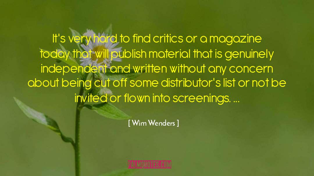 Distributors quotes by Wim Wenders